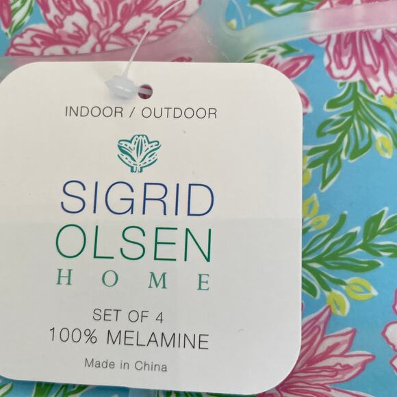 Sigrid Olsen Floral Melamine Appetizer Plates 6in Square Pop of Color 4pc NEW - Picture 15 of 16